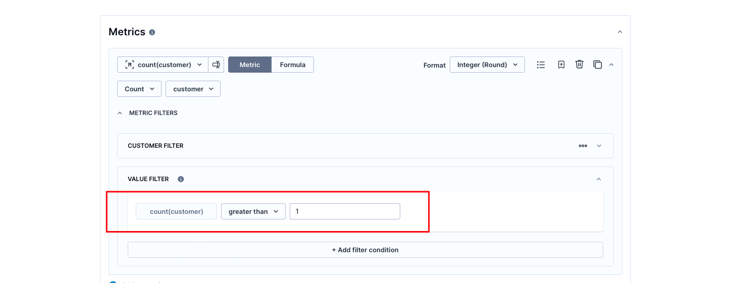 Report metrics configuration