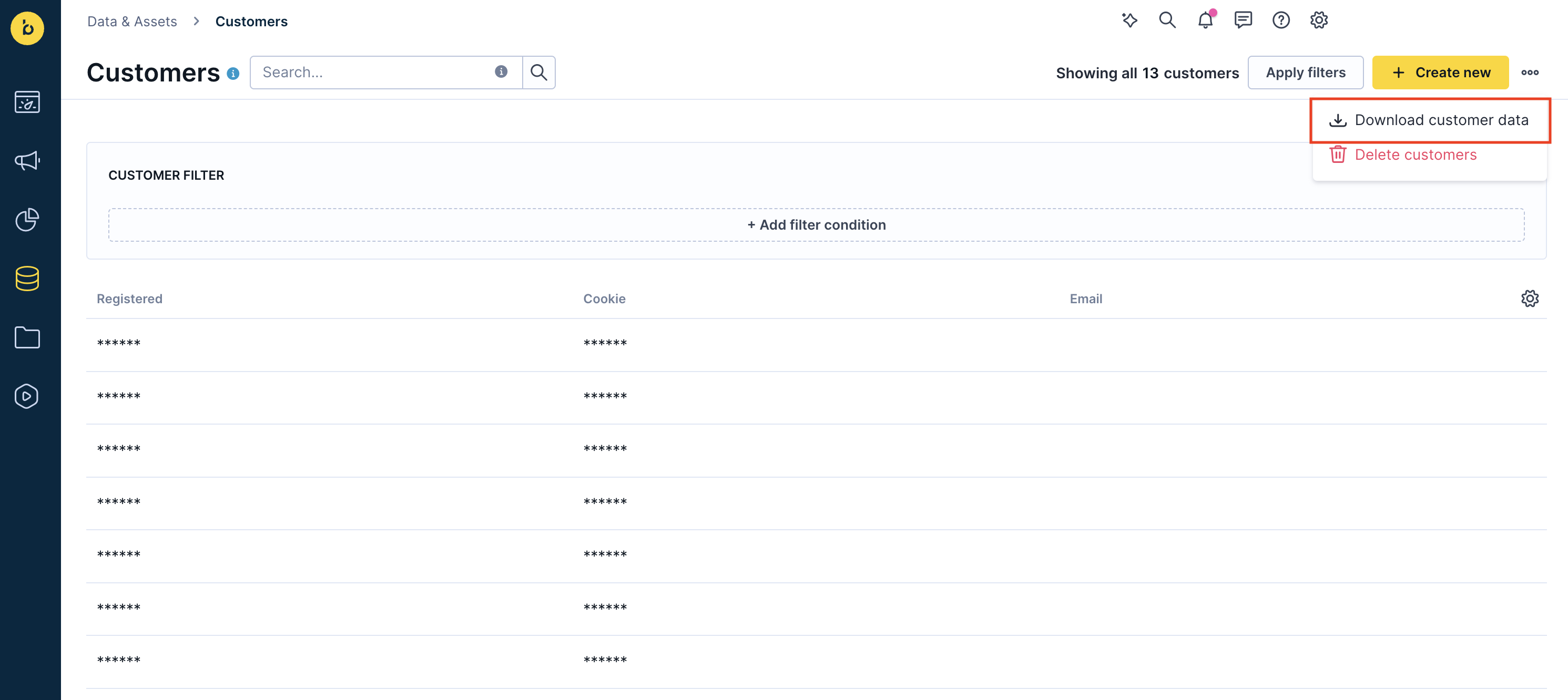 download customer data