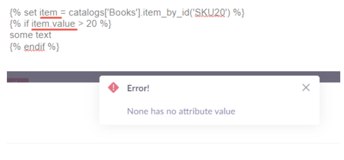 Figure 1 shows an example where item is set first and then item.value is checked, which leads to the error when no item is returned.